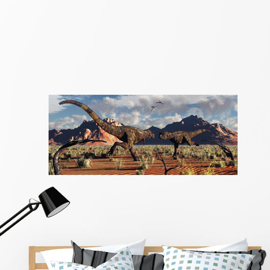Pair Carnotaurus Dinosaurs Territorial Desert Wall Decal
