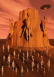 Martians Gathering around Monument Vertical Wall Decal