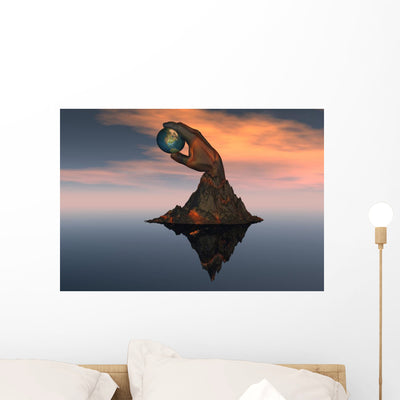 3D Conceptual Image World Americas Wall Decal shown on a wall