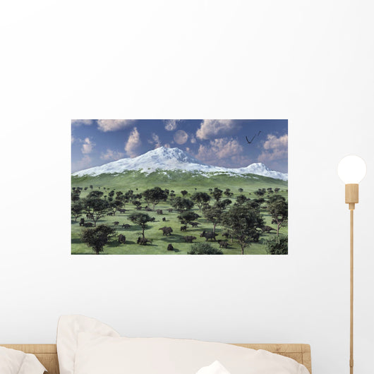 Herd Albertaceratops Grazing Distant Wall Decal