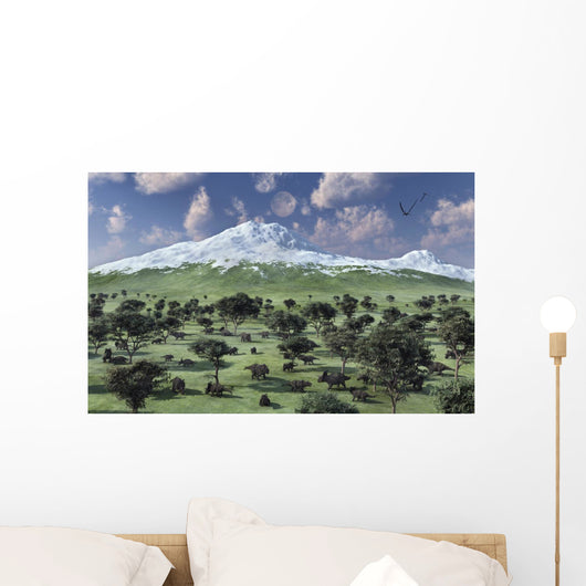 Herd Albertaceratops Grazing Distant Wall Decal