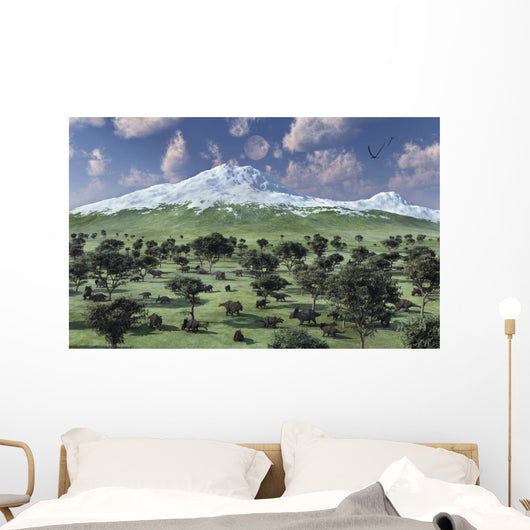 Herd Albertaceratops Grazing Distant Wall Decal