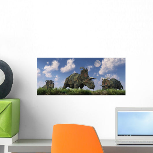Herd Albertaceratops Grazing Wall Decal