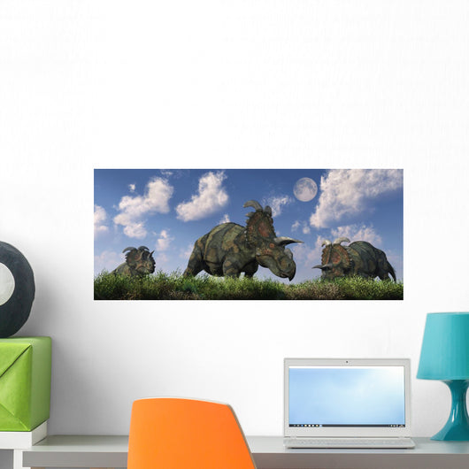 Herd Albertaceratops Grazing Wall Decal