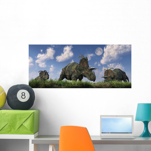 Herd Albertaceratops Grazing Wall Decal