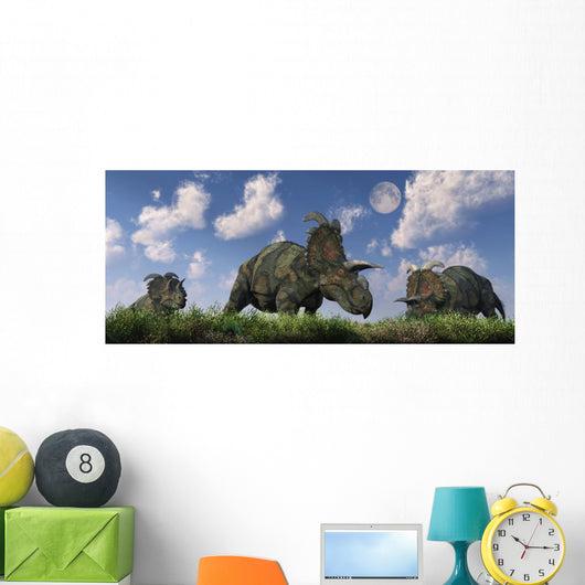 Herd Albertaceratops Grazing Wall Decal