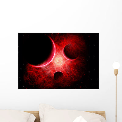 Supernova Destroying Itself and Solar System Wall Decal shown on a wall