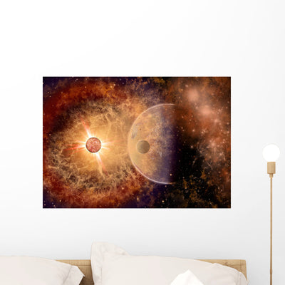 Supernova Destroying Itself and Planet Wall Decal shown on a wall