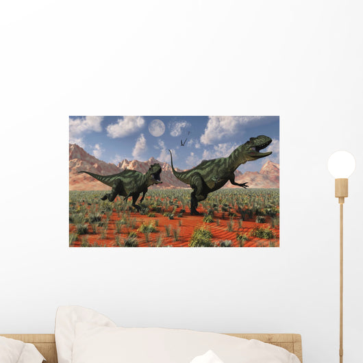 Pair Yangchuanosaurus Dinosaurs Hunting Wall Decal