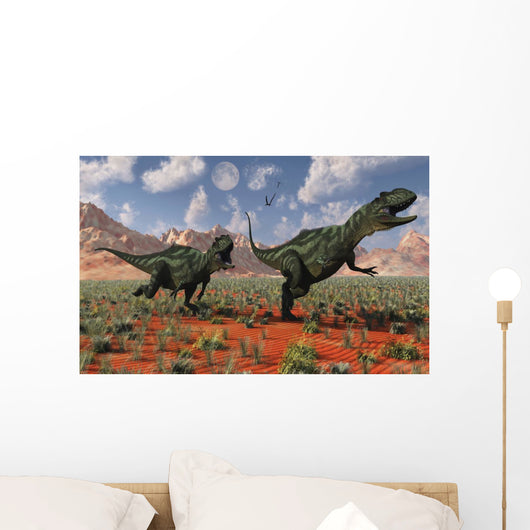 Pair Yangchuanosaurus Dinosaurs Hunting Wall Decal