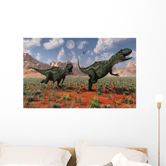 Pair Yangchuanosaurus Dinosaurs Hunting Wall Decal