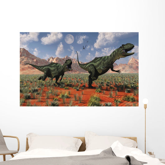Pair Yangchuanosaurus Dinosaurs Hunting Wall Decal