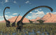 Pair Yangchuanosaurus Dinosaurs Confront Swamp Wall Decal