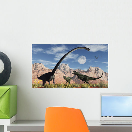 Pair Yangchuanosaurus Dinosaurs Confront Wall Decal