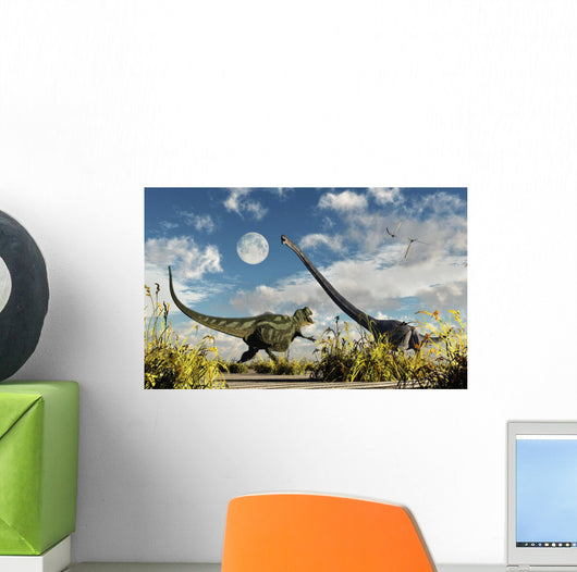 Yangchuanosaurus Dinosaur Confronting Omeisaurus Wall Decal