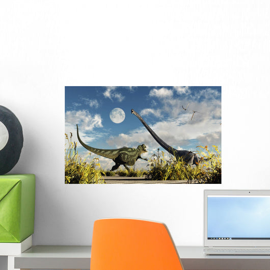 Yangchuanosaurus Dinosaur Confronting Omeisaurus Wall Decal