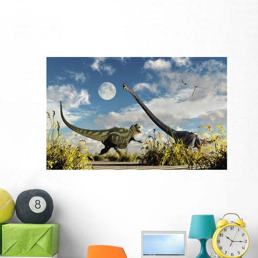 Yangchuanosaurus Dinosaur Confronting Omeisaurus Wall Decal