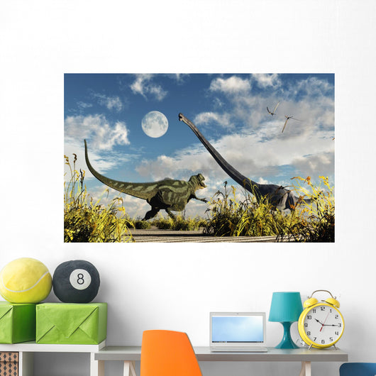 Yangchuanosaurus Dinosaur Confronting Omeisaurus Wall Decal