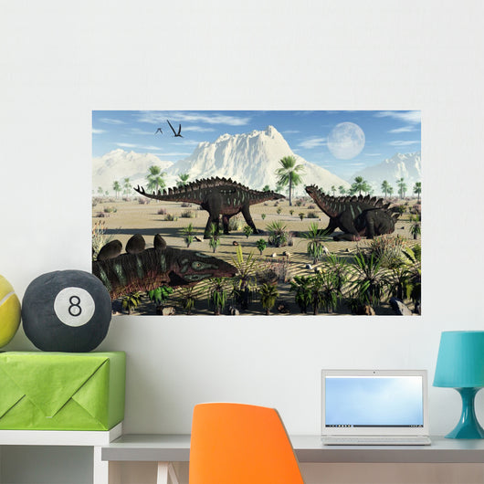 Small Group Stegosaurid Miragaia Desert Wall Decal