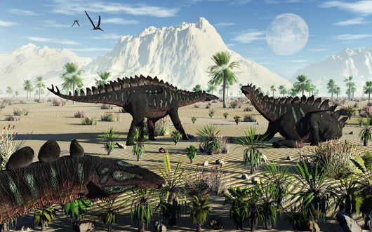 Small Group Stegosaurid Miragaia Desert Wall Decal