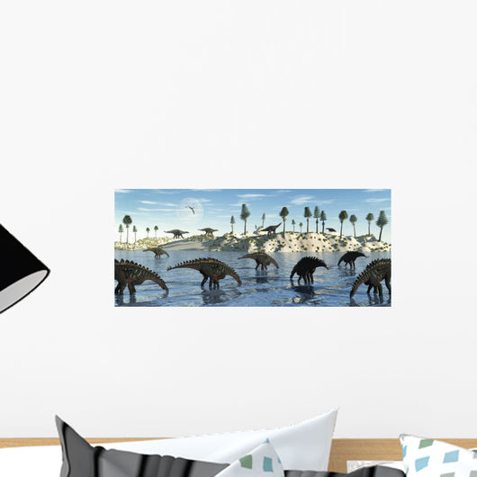 Herd Stegosaurid Miragaia Dinosaurs Wall Decal