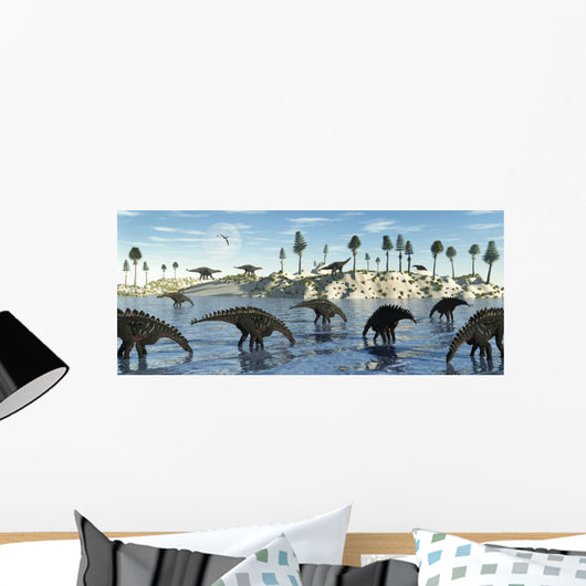 Herd Stegosaurid Miragaia Dinosaurs Wall Decal