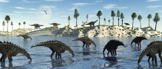 Herd Stegosaurid Miragaia Dinosaurs Wall Decal