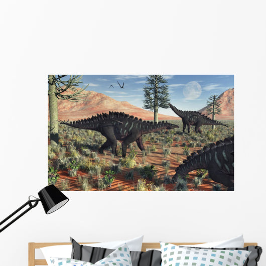 Small Group Stegosaurid Miragaia Wall Decal