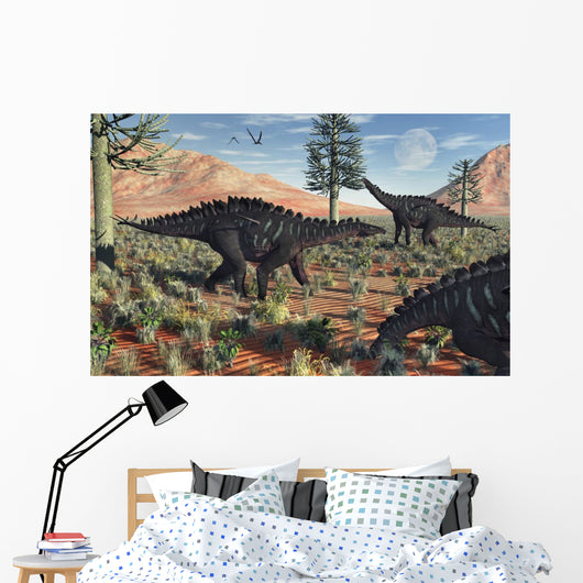 Small Group Stegosaurid Miragaia Wall Decal