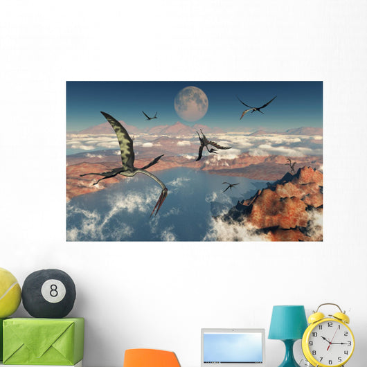 Group Quetzalcoatlus Pterosaurs Wall Decal