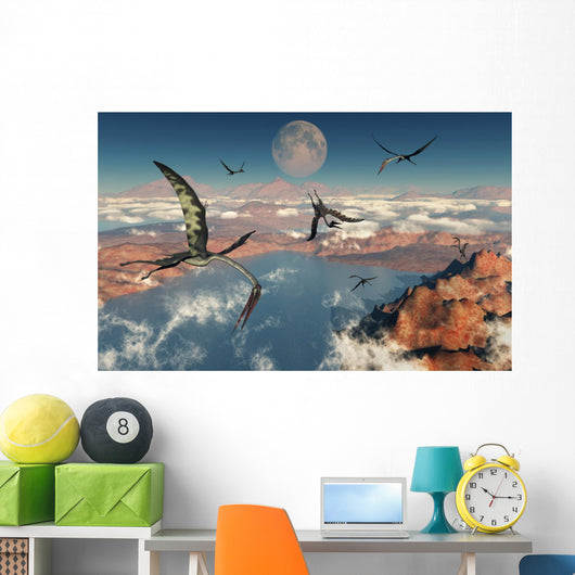 Group Quetzalcoatlus Pterosaurs Wall Decal
