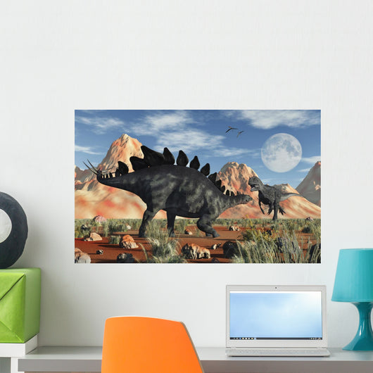 Stegosaurus Defending Itself Wall Decal