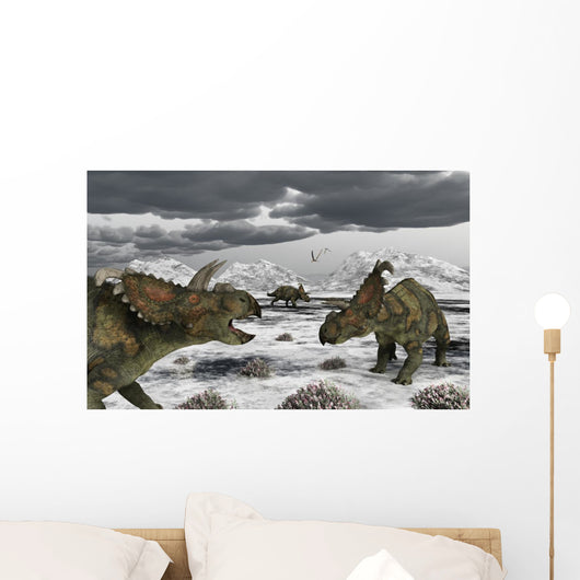 Albertaceratops during Their Winter Close-up Wall Decal