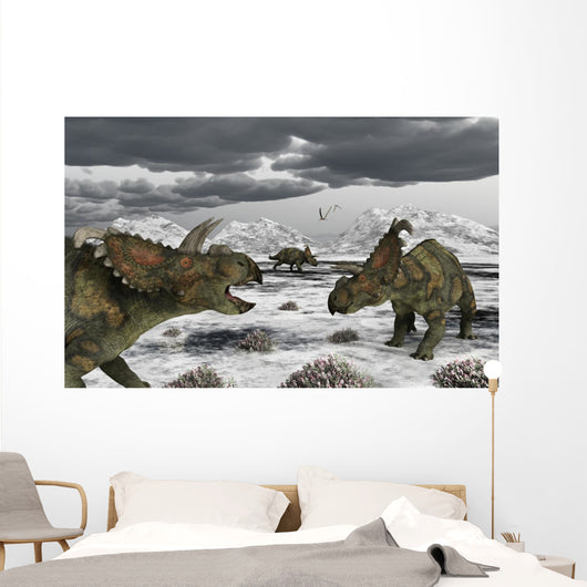Albertaceratops during Their Winter Close-up Wall Decal