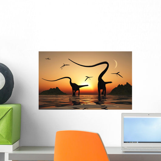 Pair Diplodocus Dinosaurs during Wall Decal