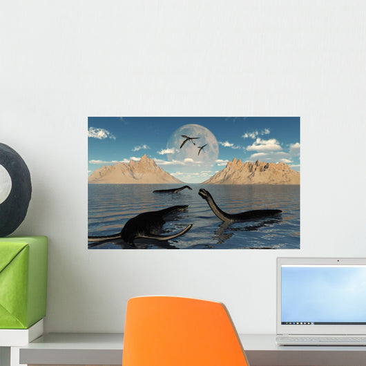 Group Plesiosaurs Relaxing Jurassic Wall Decal