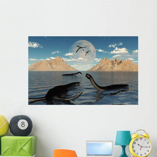 Group Plesiosaurs Relaxing Jurassic Wall Decal