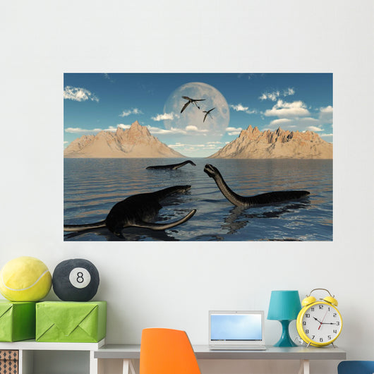 Group Plesiosaurs Relaxing Jurassic Wall Decal