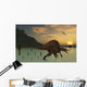 Pair Spinosaurus Hunting Evening Wall Decal