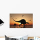 Pair Spinosaurus Hunting Silhouette Wall Decal