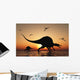 Pair Spinosaurus Hunting Silhouette Wall Decal