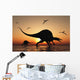 Pair Spinosaurus Hunting Silhouette Wall Decal