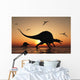 Pair Spinosaurus Hunting Silhouette Wall Decal