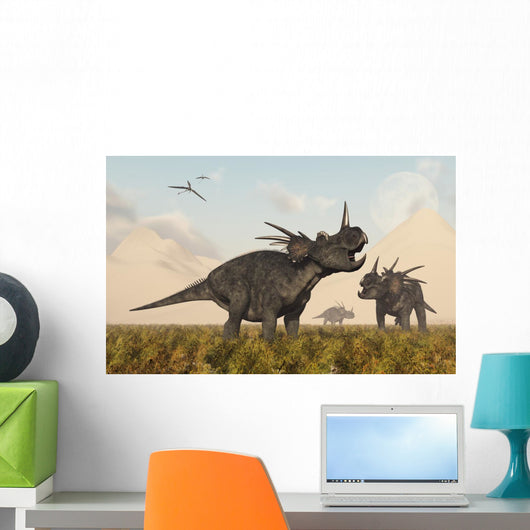 Styracosaurus Dinosaurs Calling out Wall Decal