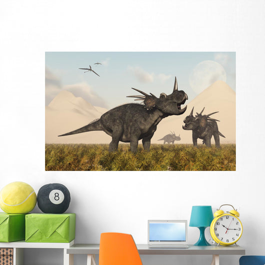Styracosaurus Dinosaurs Calling out Wall Decal