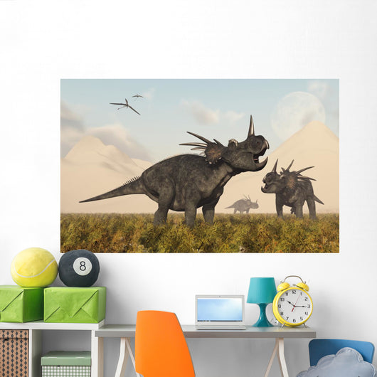 Styracosaurus Dinosaurs Calling out Wall Decal