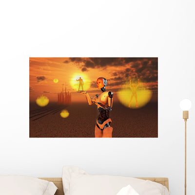 Concept Illustrating Mankind Horizontal Wall Decal shown on a wall