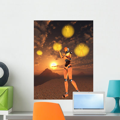 Concept Illustrating Mankind Vertical Wall Decal shown on a wall