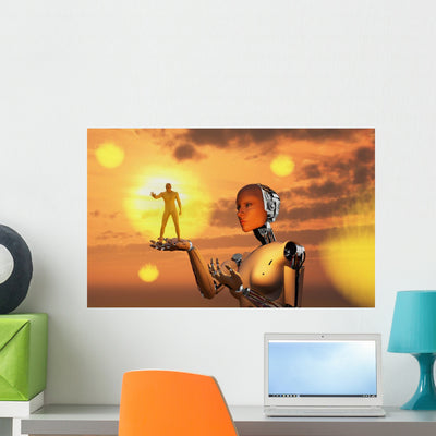 Concept Illustrating Mankind Wall Decal shown on a wall