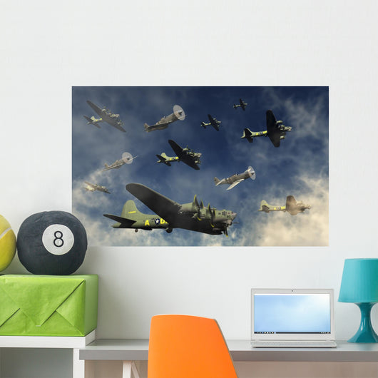 Formation B-17 Flying Fortress with Fighters Wall Decal